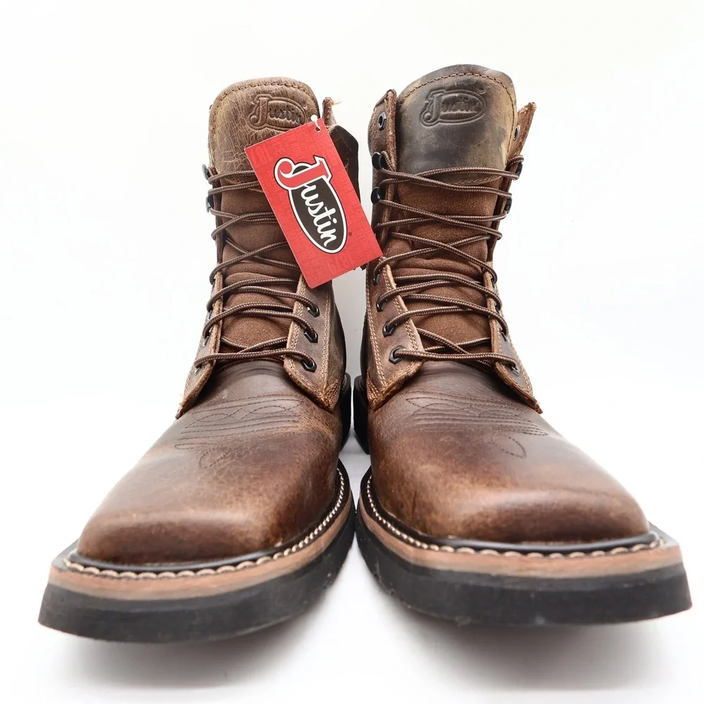 Justin Modern SE681 Work Boots Mens 12 D Brown Leather New With Tags